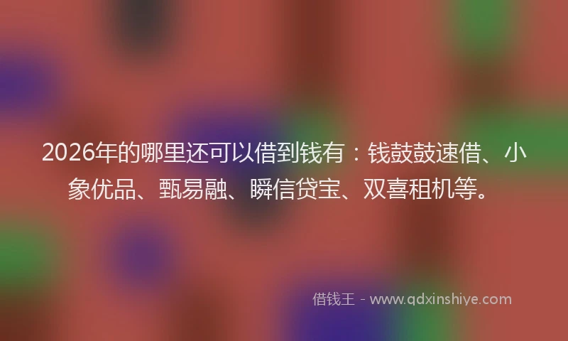 2026年的哪里还可以借到钱有:钱鼓鼓速借、小象优品、甄易融、瞬信贷宝、双喜租机等。