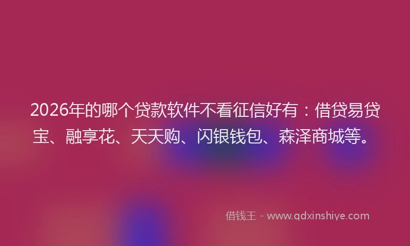 2026年的哪个贷款软件不看征信好有：借贷易贷宝、融享花、天天购、闪银钱包、森泽商城等。