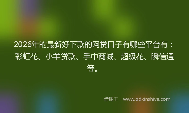 2026年的最新好下款的网贷口子有哪些平台有：彩虹花、小羊贷款、手中商城、超级花、瞬信通等。