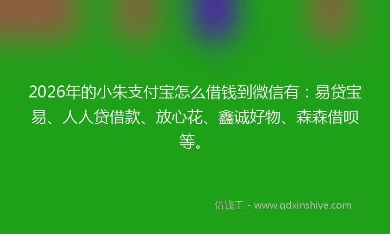 2026年的小朱支付宝怎么借钱到微信有：易贷宝易、人人贷借款、放心花、鑫诚好物、森森借呗等。