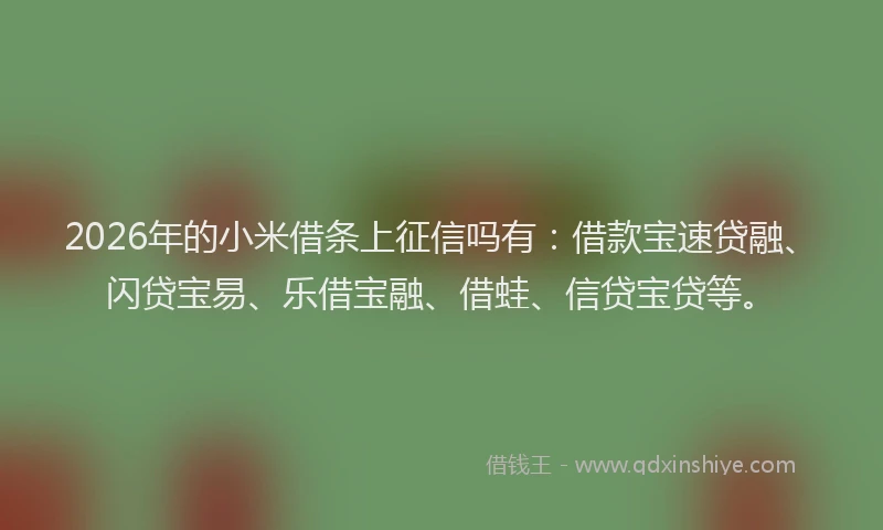 2026年的小米借条上征信吗有：借款宝速贷融、闪贷宝易、乐借宝融、借蛙、信贷宝贷等。