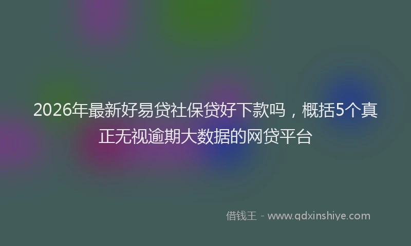 2026年最新好易贷社保贷好下款吗，概括5个真正无视逾期大数据的网贷平台