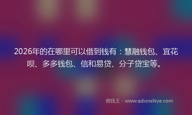 2026年的在哪里可以借到钱有：慧融钱包、宜花呗、多多钱包、信和易贷、分子贷宝等。