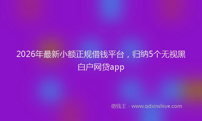 2026年最新小额正规借钱平台，归纳5个无视黑白户网贷app