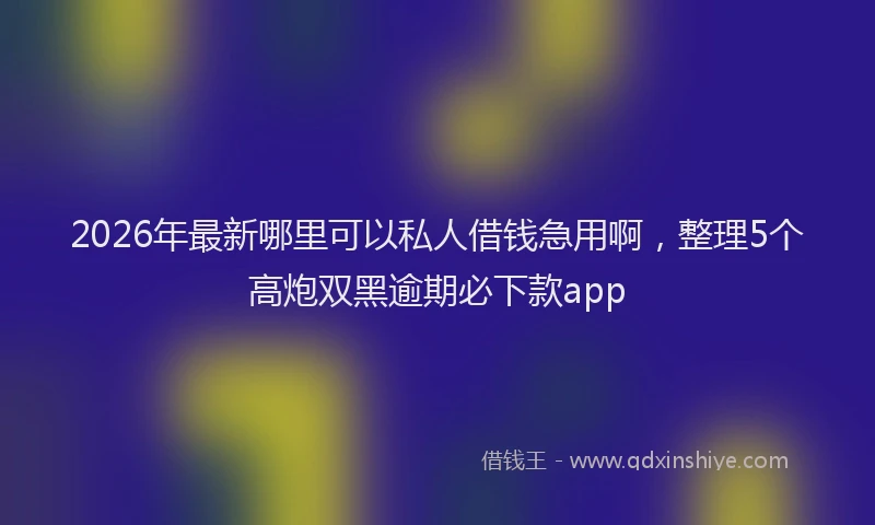 2026年最新哪里可以私人借钱急用啊，整理5个高炮双黑逾期必下款app