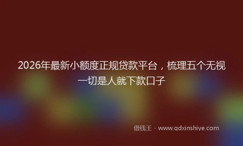 2026年最新小额度正规贷款平台，梳理五个无视一切是人就下款口子