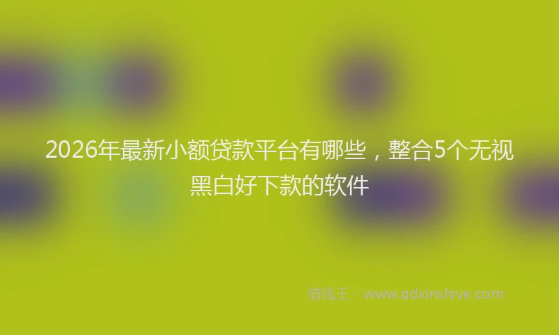 2026年最新小额贷款平台有哪些，整合5个无视黑白好下款的软件