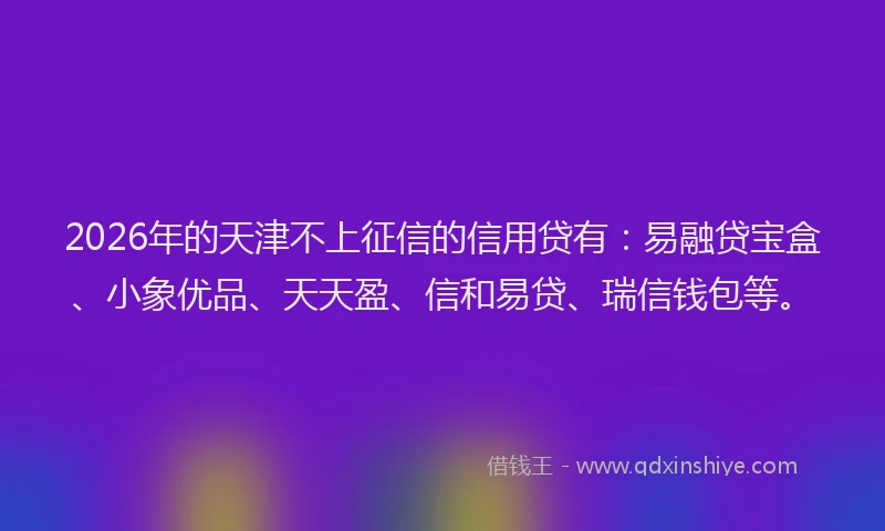 2026年的天津不上征信的信用贷有：易融贷宝盒、小象优品、天天盈、信和易贷、瑞信钱包等。