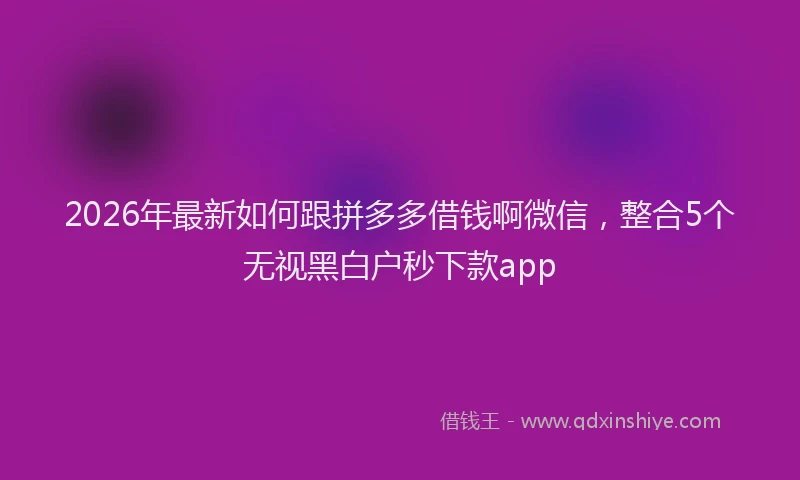 2026年最新如何跟拼多多借钱啊微信，整合5个无视黑白户秒下款app