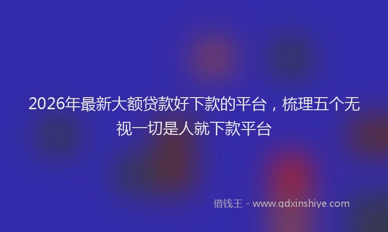 2026年最新大额贷款好下款的平台,梳理五个无视一切是人就下款平台