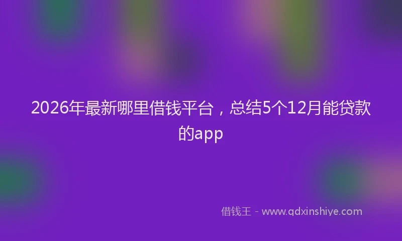 2026年最新哪里借钱平台，总结5个12月能贷款的app