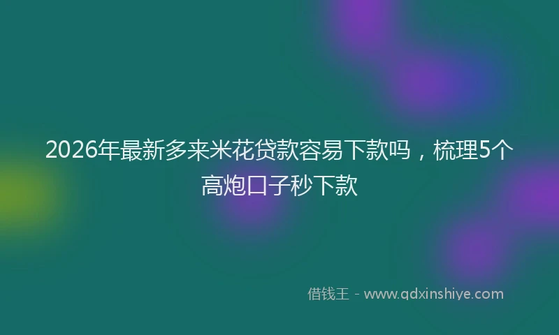 2026年最新多来米花贷款容易下款吗，梳理5个高炮口子秒下款