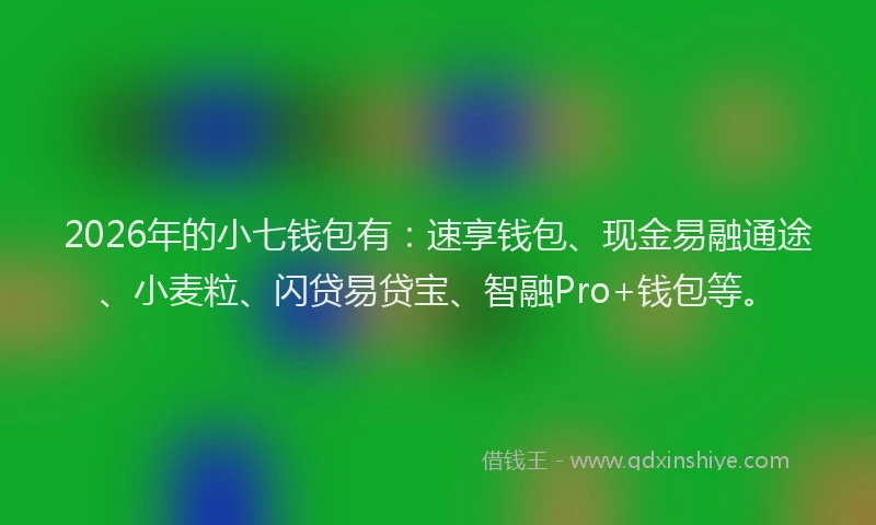 2026年的小七钱包有：速享钱包、现金易融通途、小麦粒、闪贷易贷宝、智融Pro+钱包等。