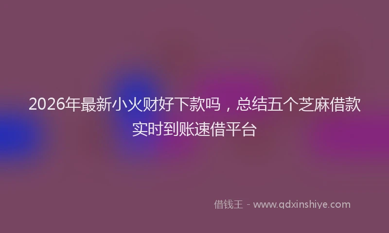 2026年最新小火财好下款吗，总结五个芝麻借款实时到账速借平台
