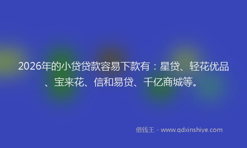 2026年的小贷贷款容易下款有：星贷、轻花优品、宝来花、信和易贷、千亿商城等。