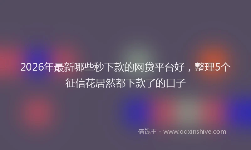 2026年最新哪些秒下款的网贷平台好,整理5个征信花居然都下款了的口子