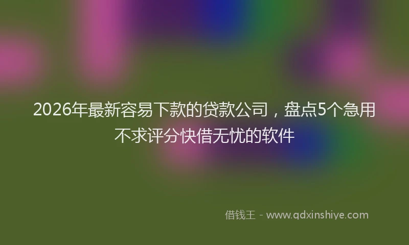 2026年最新容易下款的贷款公司，盘点5个急用不求评分快借无忧的软件