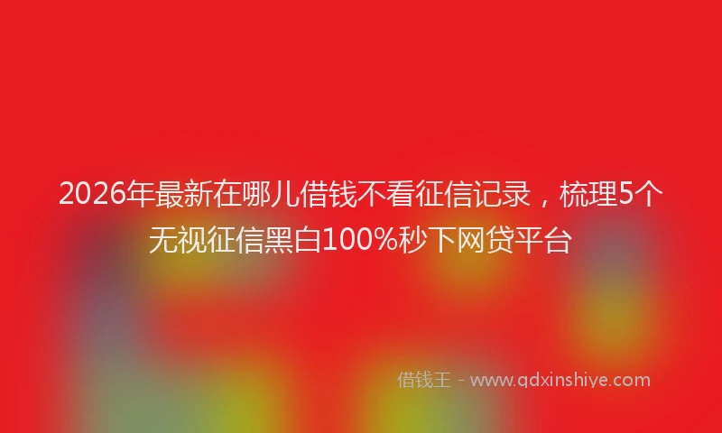 2026年最新在哪儿借钱不看征信记录，梳理5个无视征信黑白100%秒下网贷平台