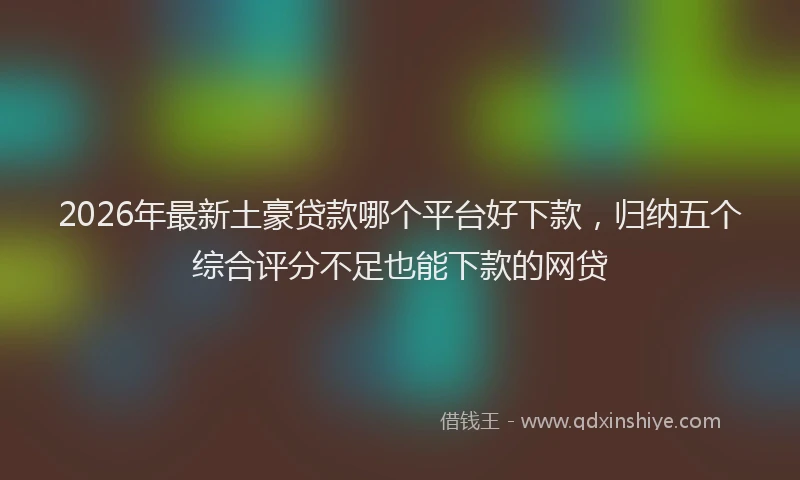 2026年最新土豪贷款哪个平台好下款,归纳五个综合评分不足也能下款的网贷