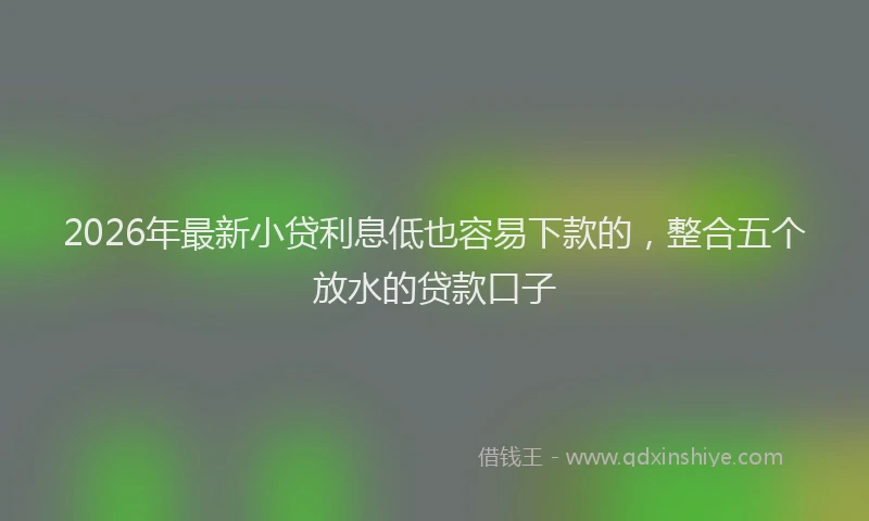 2026年最新小贷利息低也容易下款的，整合五个放水的贷款口子