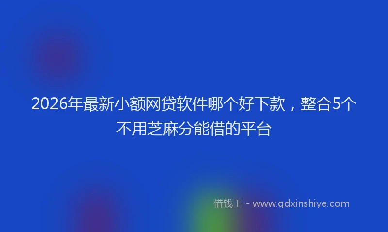 2026年最新小额网贷软件哪个好下款，整合5个不用芝麻分能借的平台