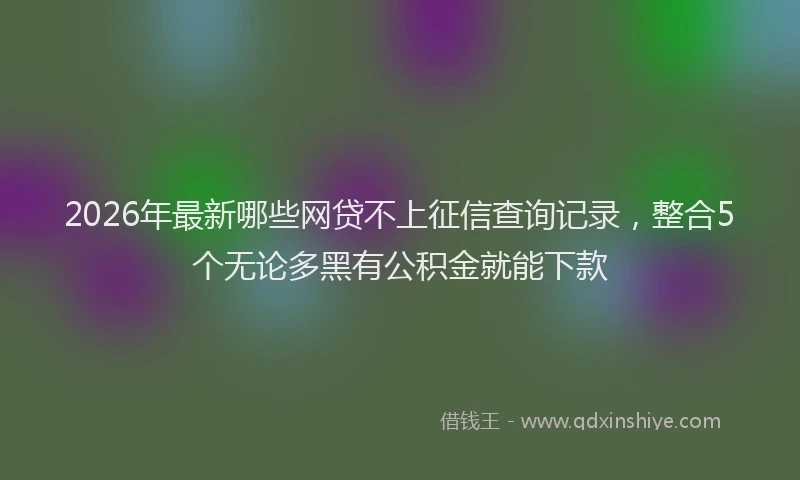2026年最新哪些网贷不上征信查询记录，整合5个无论多黑有公积金就能下款