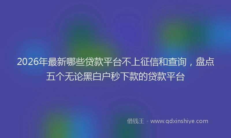 2026年最新哪些贷款平台不上征信和查询,盘点五个无论黑白户秒下款的贷款平台