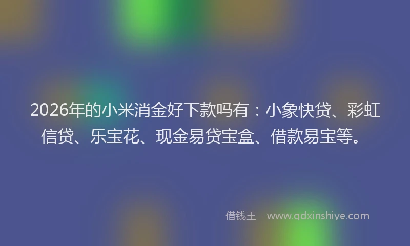 2026年的小米消金好下款吗有：小象快贷、彩虹信贷、乐宝花、现金易贷宝盒、借款易宝等。
