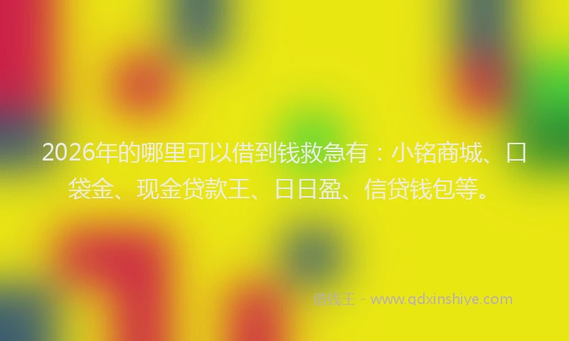 2026年的哪里可以借到钱救急有:小铭商城、口袋金、现金贷款王、日日盈、信贷钱包等。