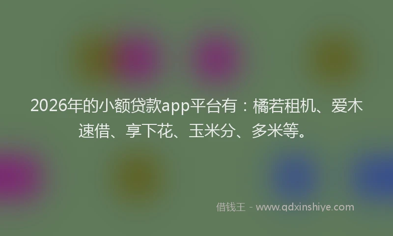 2026年的小额贷款app平台有：橘若租机、爱木速借、享下花、玉米分、多米等。