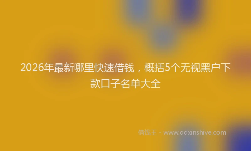 2026年最新哪里快速借钱，概括5个无视黑户下款口子名单大全
