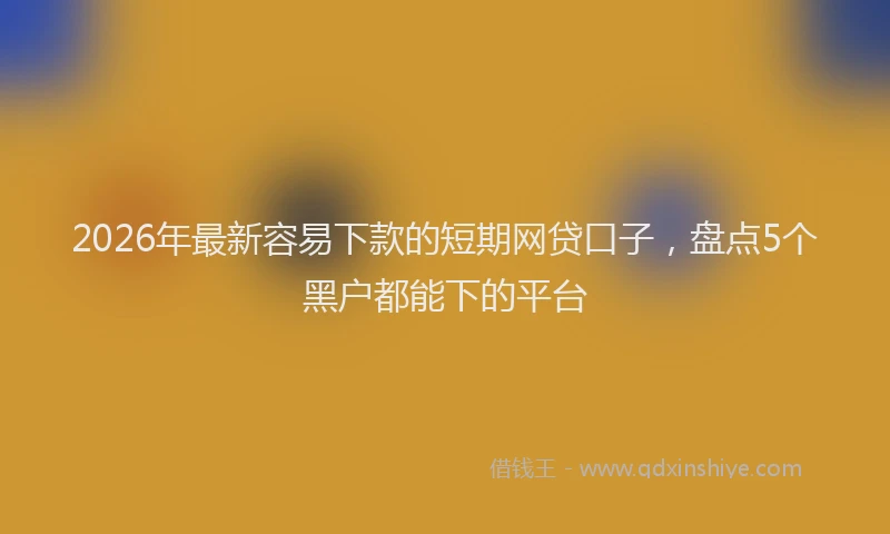2026年最新容易下款的短期网贷口子，盘点5个黑户都能下的平台