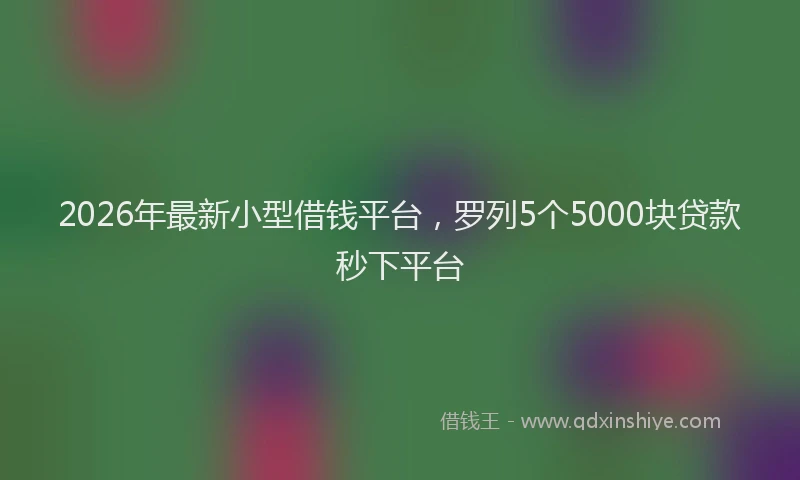 2026年最新小型借钱平台，罗列5个5000块贷款秒下平台