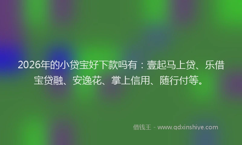 2026年的小贷宝好下款吗有：壹起马上贷、乐借宝贷融、安逸花、掌上信用、随行付等。