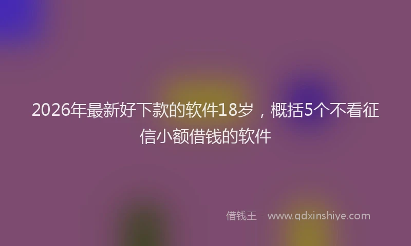 2026年最新好下款的软件18岁，概括5个不看征信小额借钱的软件