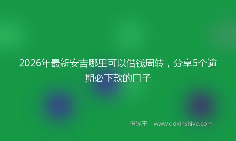 2026年最新安吉哪里可以借钱周转，分享5个逾期必下款的口子