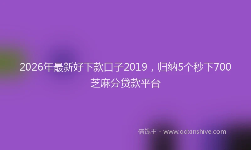 2026年最新好下款口子2019，归纳5个秒下700芝麻分贷款平台