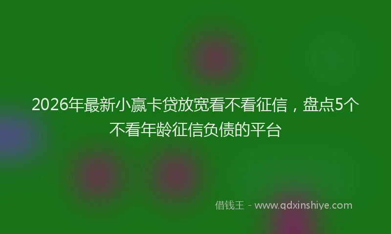 2026年最新小赢卡贷放宽看不看征信，盘点5个不看年龄征信负债的平台