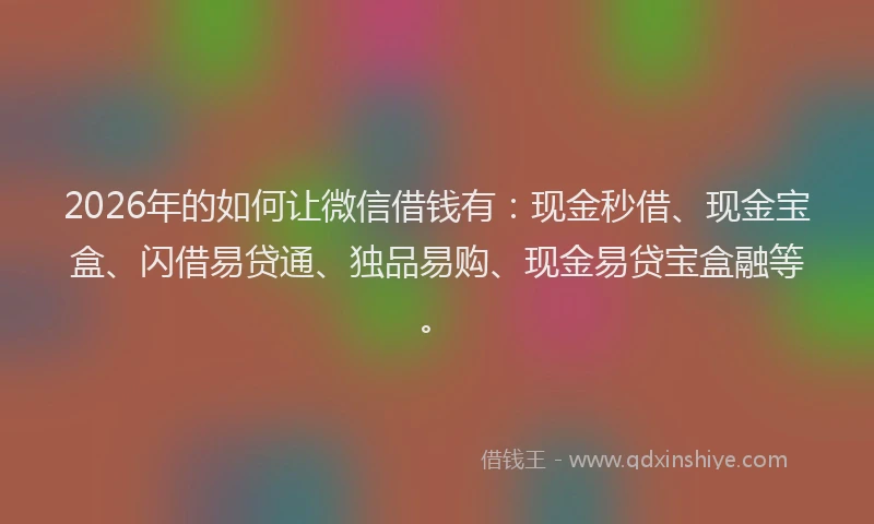 2026年的如何让微信借钱有：现金秒借、现金宝盒、闪借易贷通、独品易购、现金易贷宝盒融等。