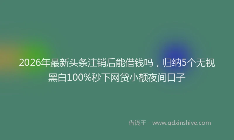 2026年最新头条注销后能借钱吗，归纳5个无视黑白100%秒下网贷小额夜间口子