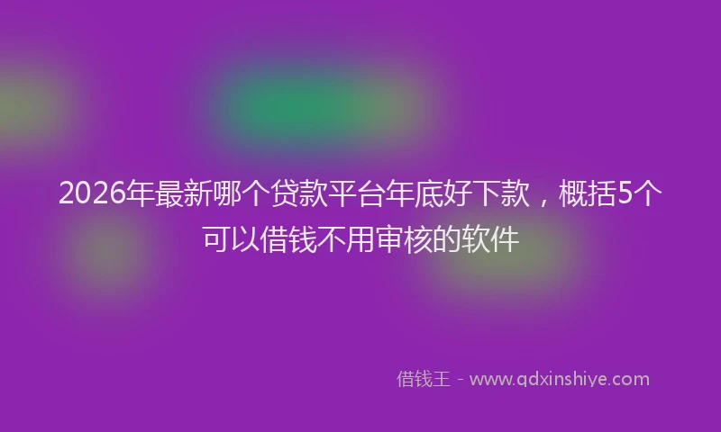 2026年最新哪个贷款平台年底好下款，概括5个可以借钱不用审核的软件