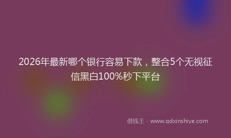 2026年最新哪个银行容易下款,整合5个无视征信黑白100%秒下平台