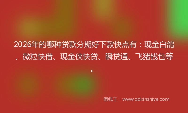 2026年的哪种贷款分期好下款快点有：现金白鸽、微粒快借、现金侠快贷、瞬贷通、飞猪钱包等。