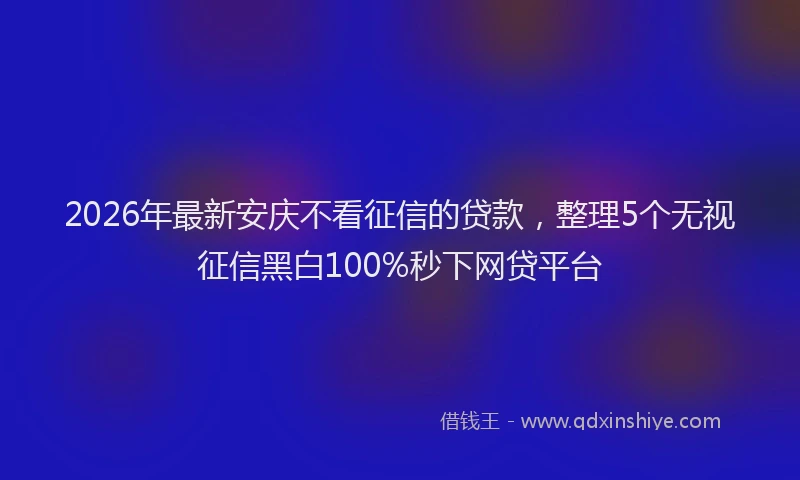 2026年最新安庆不看征信的贷款，整理5个无视征信黑白100%秒下网贷平台