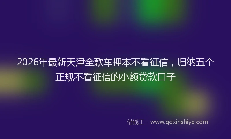 2026年最新天津全款车押本不看征信,归纳五个正规不看征信的小额贷款口子