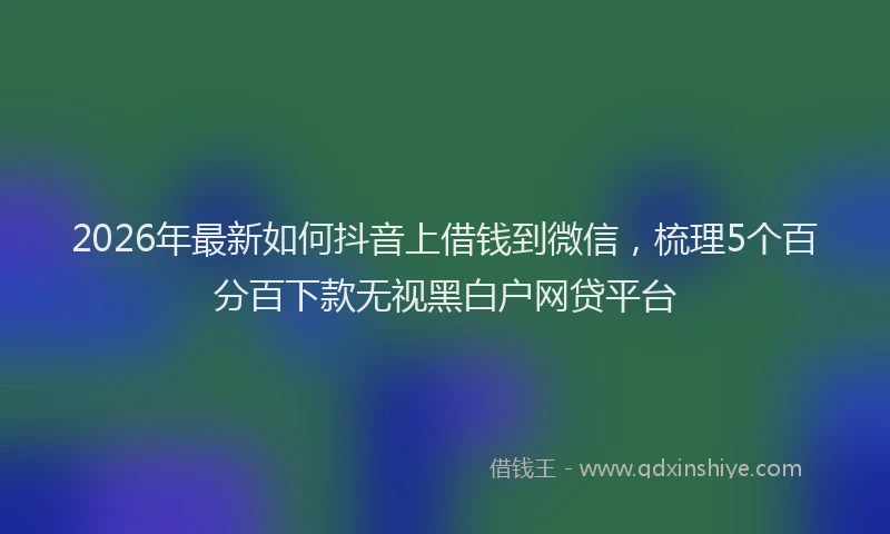 2026年最新如何抖音上借钱到微信，梳理5个百分百下款无视黑白户网贷平台