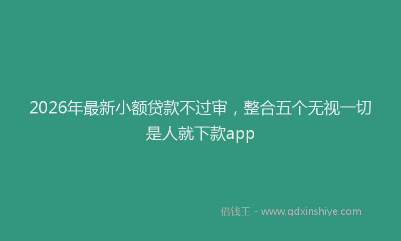 2026年最新小额贷款不过审，整合五个无视一切是人就下款app
