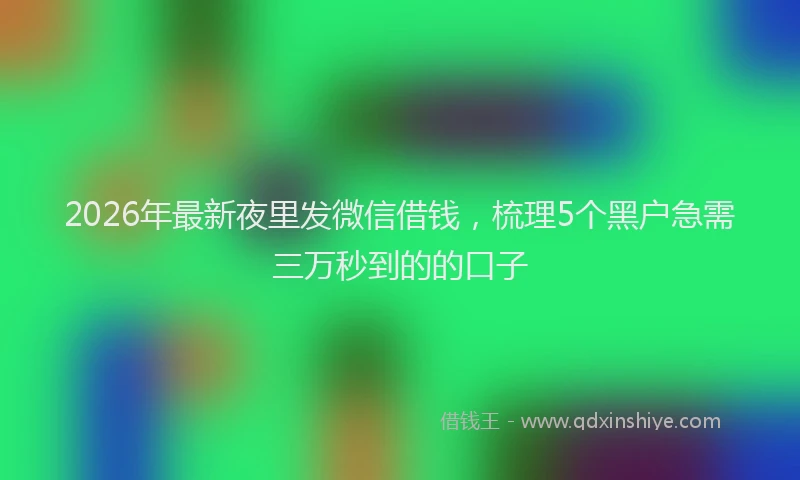 2026年最新夜里发微信借钱，梳理5个黑户急需三万秒到的的口子