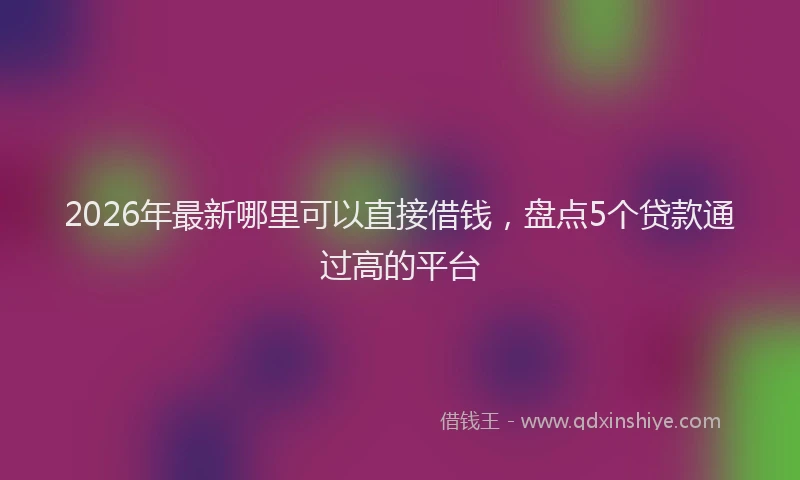 2026年最新哪里可以直接借钱，盘点5个贷款通过高的平台