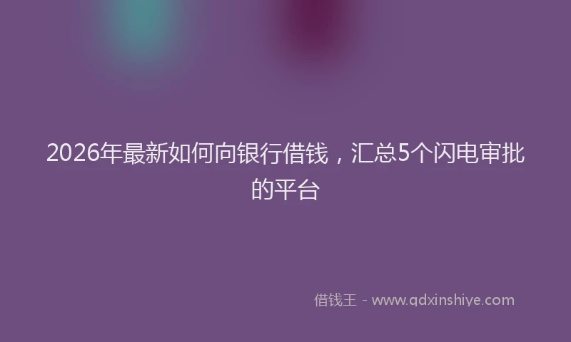 2026年最新如何向银行借钱，汇总5个闪电审批的平台